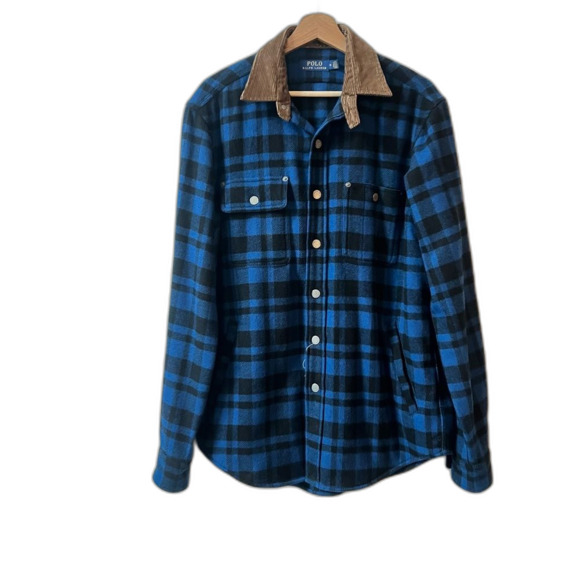 NWT POLO RALPH LAUREN Men's Wool Blend Corduroy-Collar Workshirt Size Medium - Picture 3 of 8